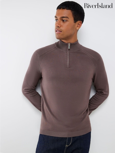 River Island Slim Fit Viscose Half Zip Jumper (Y20751) | R$ 315