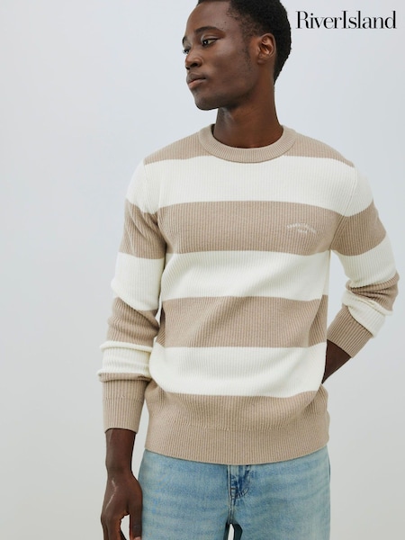 River Island Ribbed Easy Crew Striped Jumper (Y20754) | R$ 355