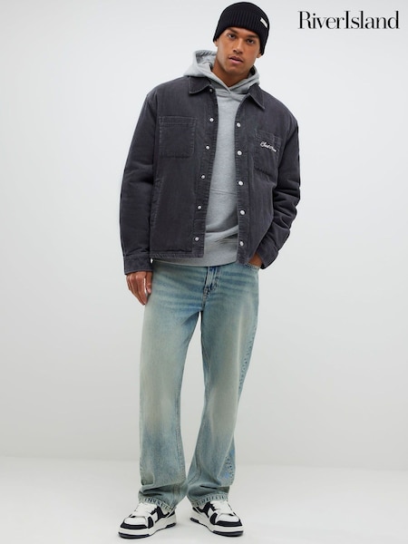 River Island Grey Washed Cord Padded Shacket (Y20875) | €75