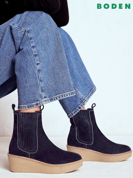 Boden Blue Wedge Ankle Boots (Y21062) | €216