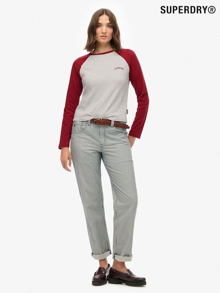Superdry Red Essential Logo Long Sleeve Baseball Top (Y21080) | €41