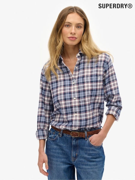 Superdry Blue Check Flannel Boyfriend Shirt (Y21081) | 198 QAR