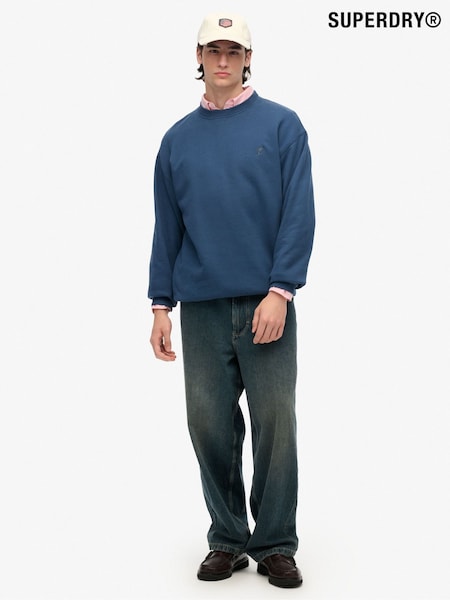 Superdry Blue Blank Oversized Crew Sweat Top (Y21149) | €76