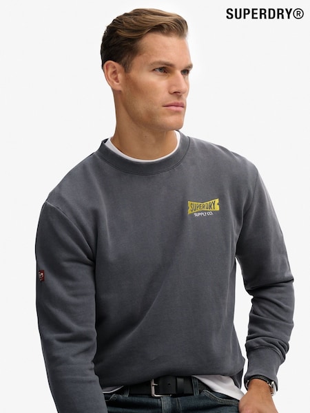 Superdry Grey Heritage Tab Loose Crew Sweat Top (Y21153) | €76