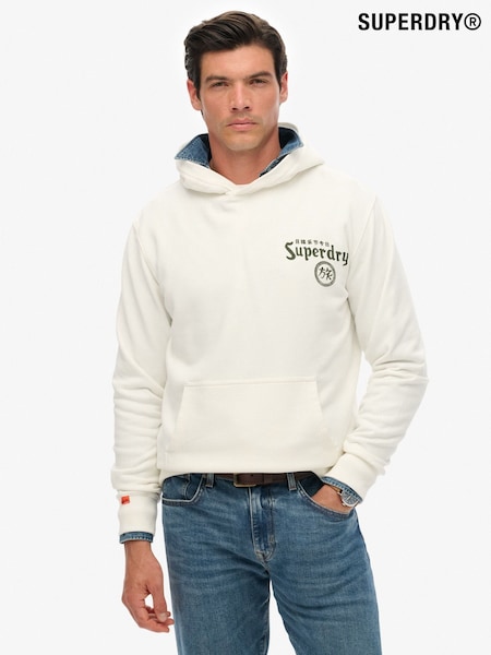 Superdry White Tokyo Narrative Loose Hoodie (Y21160) | €84