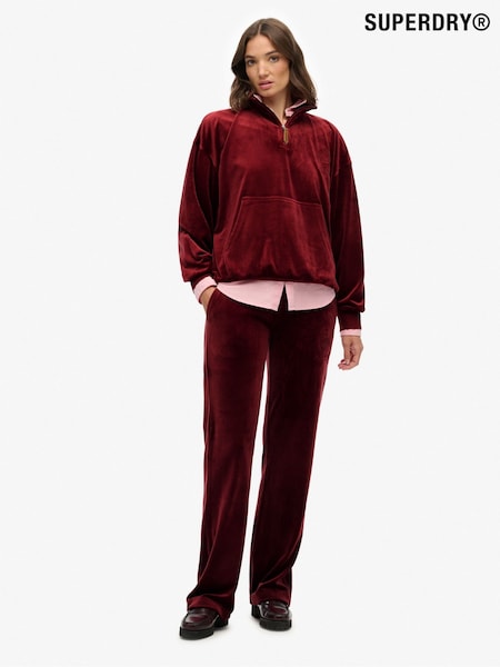 Superdry Red Country Club Velour Quarter Zip Sweattop (Y21180) | €84