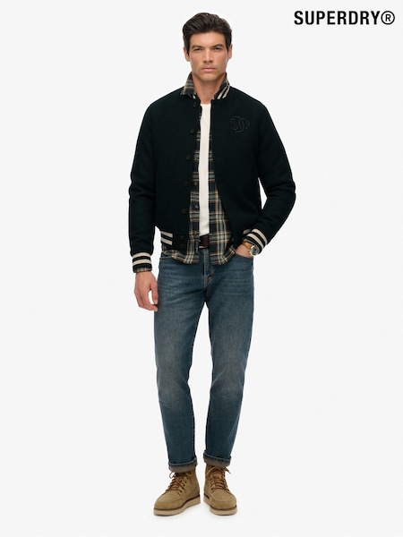 Superdry Green Varsity Monogram Wool Bomber Jacket (Y21184) | €152