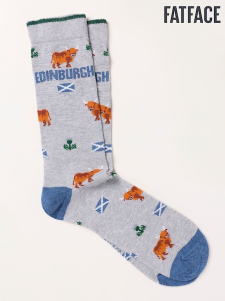 Grey - Regular Fatface Edinburgh Socks