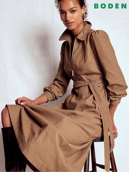 Boden Brown Adelaide Zip Cord Midi Dress (Y21344) | €206