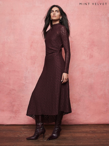 Mint Velvet Red Lace Asymmetric Dress (Y21486) | €145