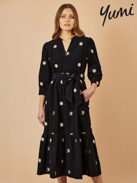 Yumi Cosmic Embroidery Cord Midi Shirt Dress (Y21612) | R$ 740