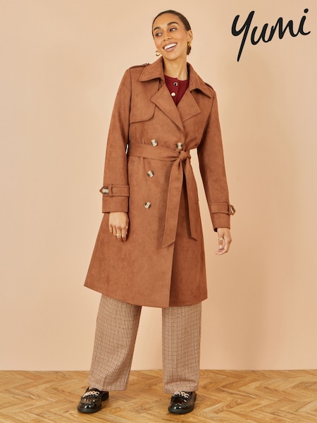 Yumi Faux Suede Trench Coat (Y21629) | R$ 890