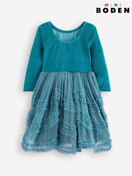 Boden Blue Velour Tulle Ballet Dress (Y21693) | AED245 - AED280