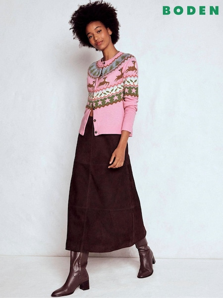 Boden Pink Edie Fair Isle Cardigan (Y21702) | R$ 1.175