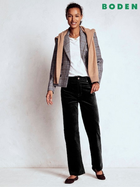 Preto - Boden Velveteen Straight Leg Jeans (Y21703) | R$ 980