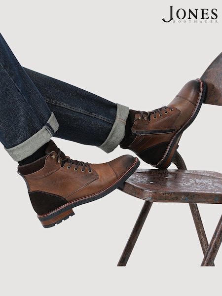 Jones Bootmaker Brown Dusseldorf Leather Lace-Up Boots (Y21968) | €172