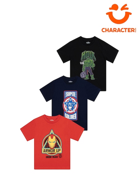 Character Red Marvel Avengers Hulk Iron Man Captain America 3 Pack T-Shirts (Y22051) | €31