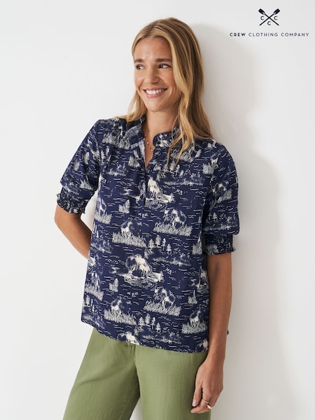Crew Clothing Blue Bree Short Sleeve Blouse (Y22134) | €60