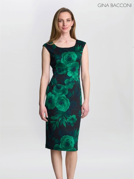 Gina Bacconi Green Candice Floral Dress (Y22271) | €172