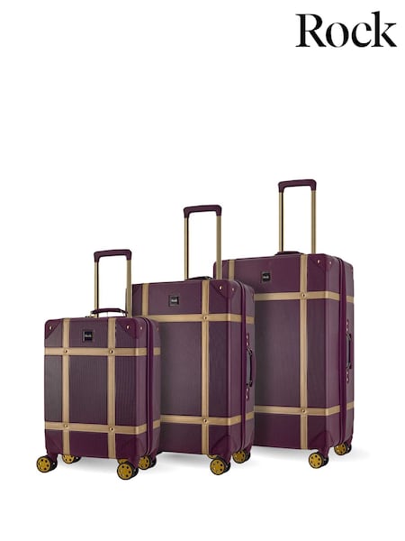 Rock Luggage Purple Vintage 3 Piece Set Suitcase (Y22502) | €383