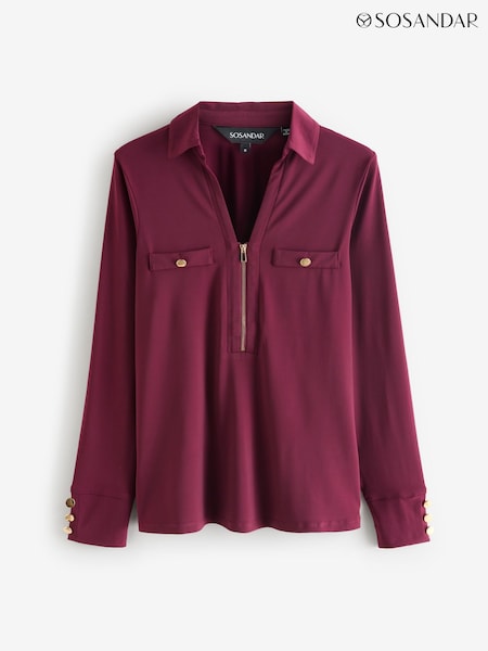 Sosandar Red Zip Front Top (Y22676) | €62