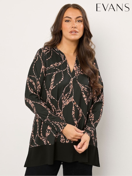Evans Chiffon Hem Black Top (Y22714) | €45