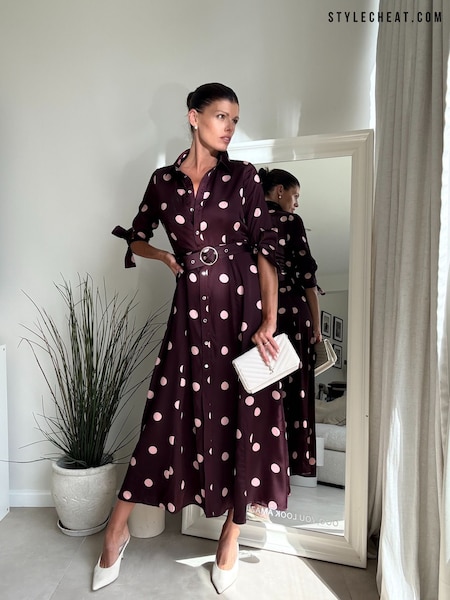 Style Cheat Dark Brown Daphne Belted Shirt Dress (Y22725) | €85