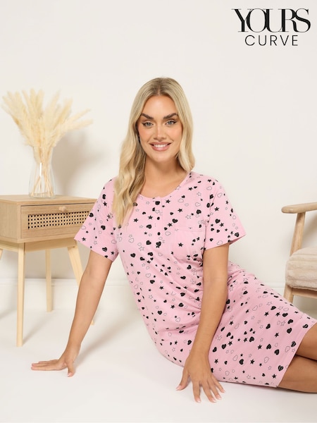 Yours Curve Pink Placket Nightdress (Y22743) | R$ 195