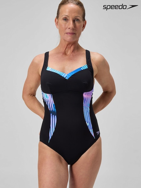 Speedo Blue Womens Shaping Printed Luna Elustre Swimsuit (Y22781) | €66
