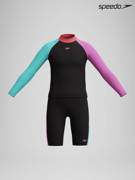 Speedo Purple Girls Colourblock Rash Top & Jammer Set (Y22798) | €42