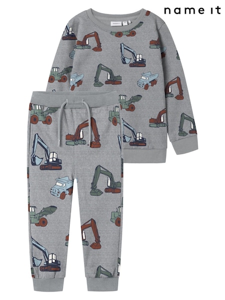 Name It Grey Digger Printed Sweatshirt & Joggers Set (Y22941) | 124 QAR