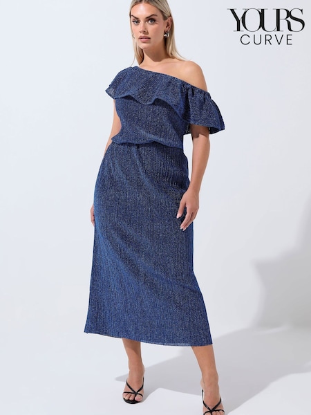 Yours Curve Blue Limited Frill Sparkle Dress (Y22973) | €55