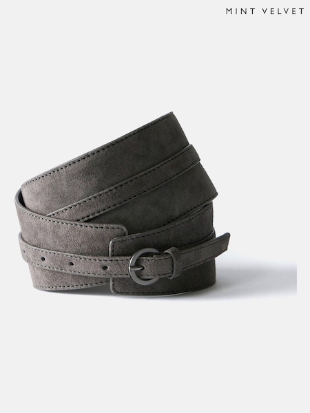 Mint Velvet Grey Suede Wide Belt (Y23215) | €75
