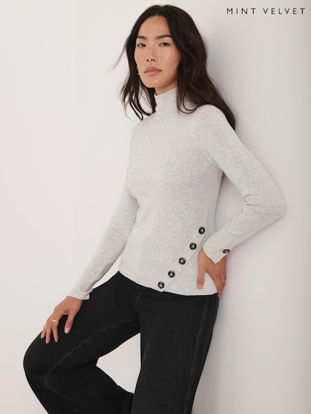 Mint Velvet Grey Button Detail Top (Y23239) | €101