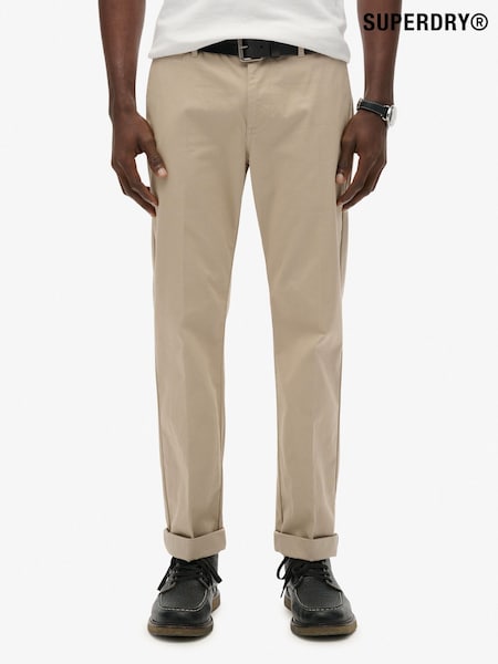 Superdry Brown Premium Regular Chinos Trousers (Y23291) | €80