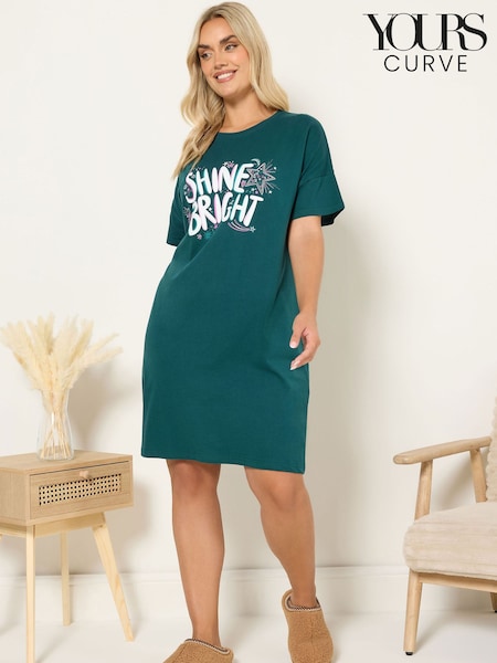 Yours Curve Green Shine Bright Sleeptee Nightdress (Y23317) | €25