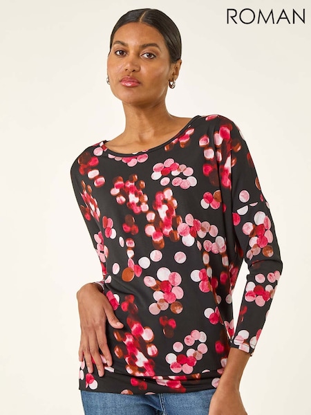 Roman Red Spot Print Band Hem Blouse (Y23551) | €64