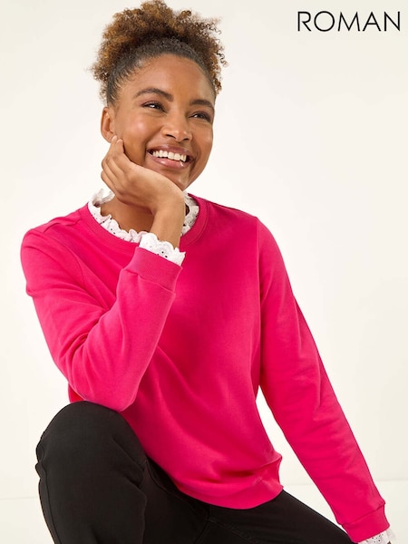 Roman Frill Collar Stretch Jersey Blouse (Y23587) | R$ 435