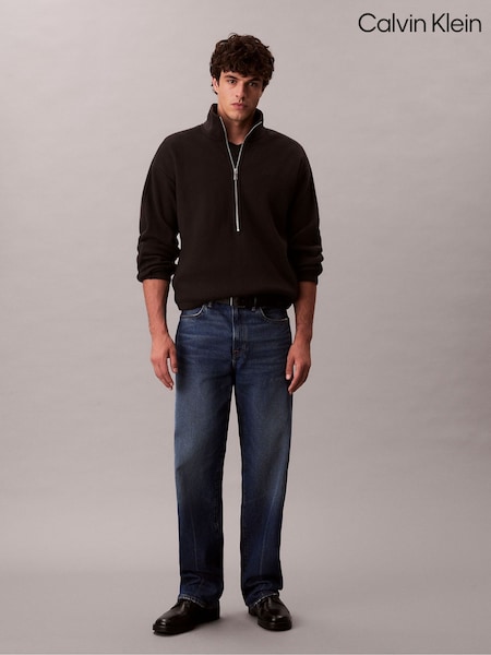 Calvin Klein Black Oversized Half Zip Sweatshirt (Y23605) | €198