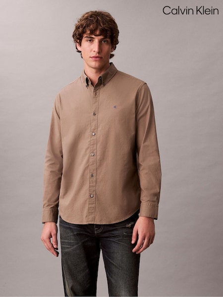 Calvin Klein Brown Solid Classic Oxford Button-Down Shirt (Y23616) | €120