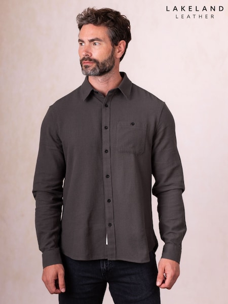 Lakeland Clothing Grey Keswick Waffle Cotton Shirt (Y23643) | €80