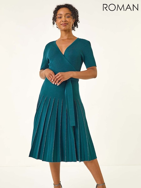 Roman Blue Petite Tie Waist Knitted Dress (Y23702) | €77