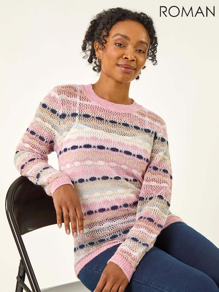 Roman Pink Petite Stripe Knitted Jumper (Y23704) | €56