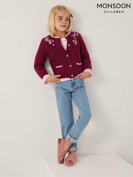 Monsoon Red Floral Embroidered Cardigan (Y23791) | €40 - €45