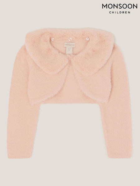 Monsoon Pink Baby Detachable Collar Fuzzy Cardigan (Y23798) | €34 - €37