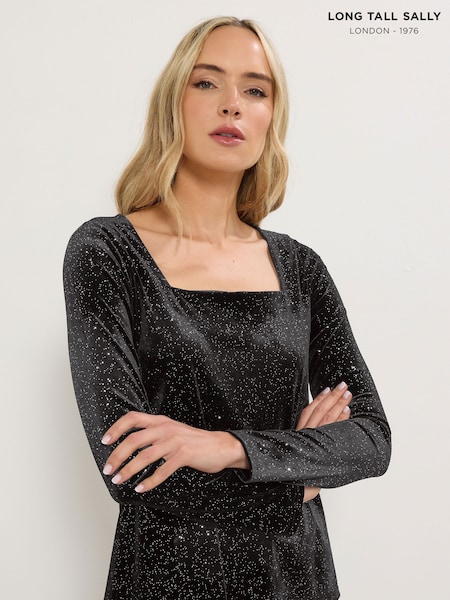 Long Tall Sally Long Sleeve Glitter Velvet Top (Y24004) | R$ 295