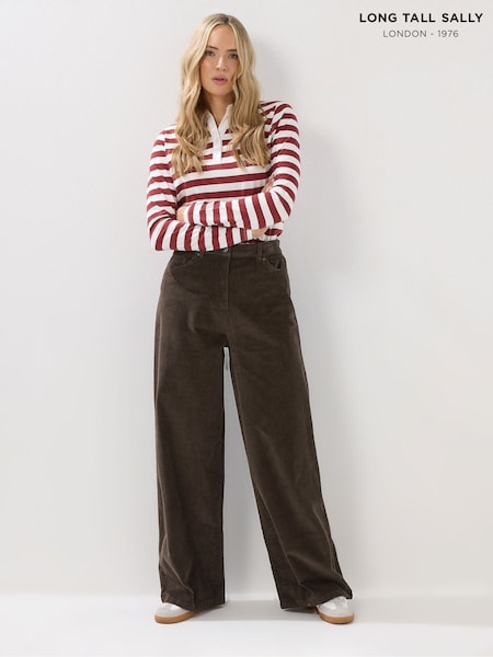 Long Tall Sally Brown Cord Wide Leg Trousers (Y24032) | €55