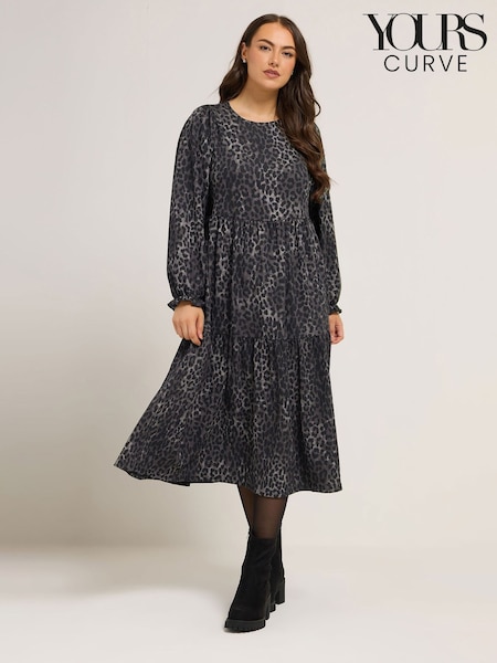 Yours Curve Grey Texture Midaxi Dress (Y24035) | €43