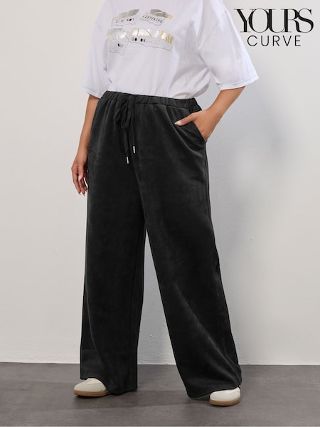 Yours Curve Black Suedette Wide Leg Trousers (Y24036) | €39
