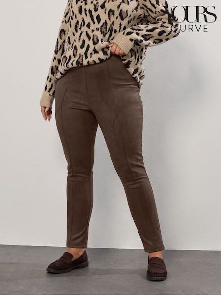 Yours Curve Brown Suedette Leggings (Y24039) | €35